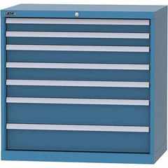LISTA - 7 Drawer, 84 Compartment Bright Blue Steel Modular Storage Cabinet - Eagle Tool & Supply