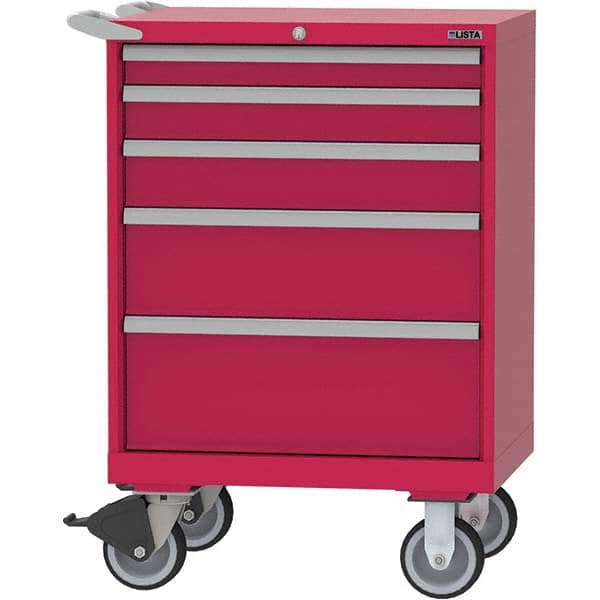 LISTA - 5 Drawer, 124 Compartment Red Steel Modular Storage Cabinet - Eagle Tool & Supply