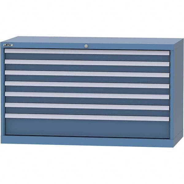 LISTA - 7 Drawer, 99 Compartment Bright Blue Steel Modular Storage Cabinet - Eagle Tool & Supply