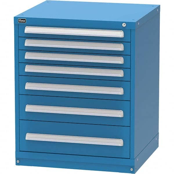 Vidmar - 7 Drawer, 344 Compartment Bright Blue Steel Modular Storage Cabinet - Eagle Tool & Supply