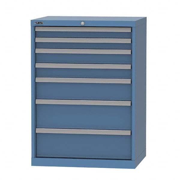 LISTA - 7 Drawer, 124 Compartment Bright Blue Steel Modular Storage Cabinet - Eagle Tool & Supply