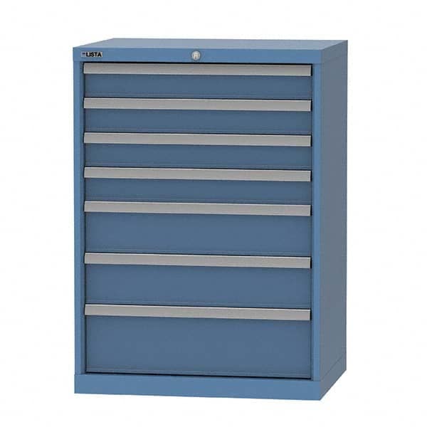 LISTA - 7 Drawer, 124 Compartment Bright Blue Steel Modular Storage Cabinet - Eagle Tool & Supply