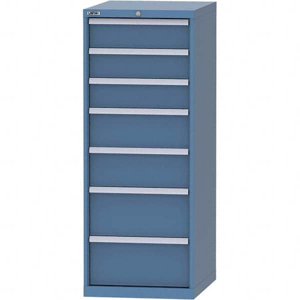LISTA - 7 Drawer, 99 Compartment Bright Blue Steel Modular Storage Cabinet - Eagle Tool & Supply