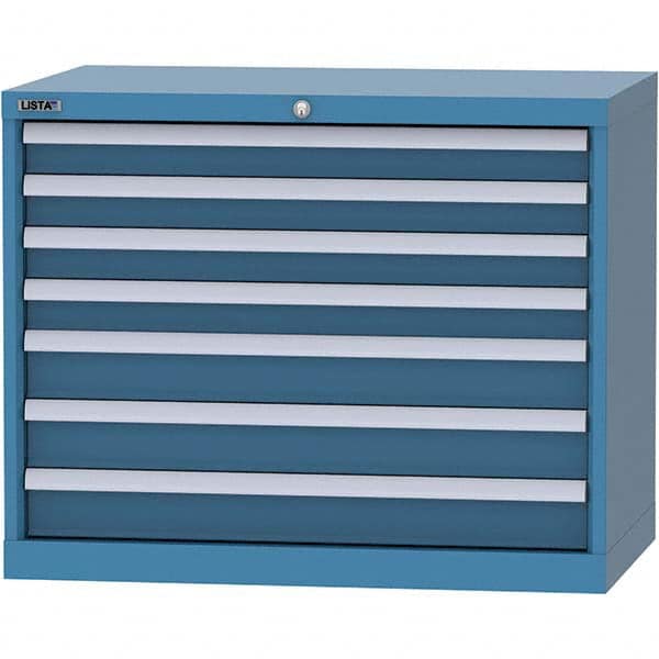 LISTA - 7 Drawer, 84 Compartment Bright Blue Steel Modular Storage Cabinet - Eagle Tool & Supply