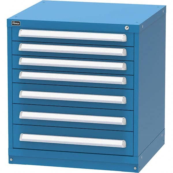 Vidmar - 7 Drawer, 124 Compartment Bright Blue Steel Modular Storage Cabinet - Eagle Tool & Supply