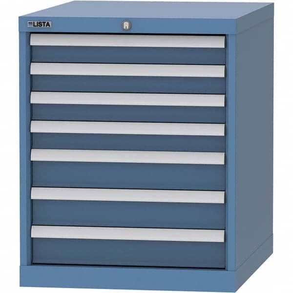 LISTA - 7 Drawer, 99 Compartment Bright Blue Steel Modular Storage Cabinet - Eagle Tool & Supply