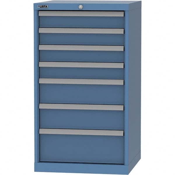 LISTA - 7 Drawer, 84 Compartment Bright Blue Steel Modular Storage Cabinet - Eagle Tool & Supply