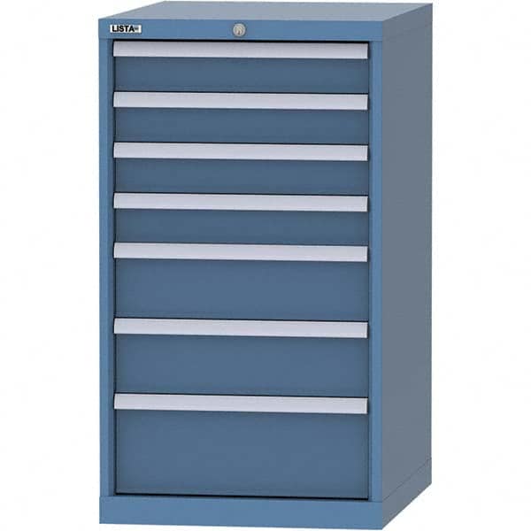 LISTA - 7 Drawer, 99 Compartment Bright Blue Steel Modular Storage Cabinet - Eagle Tool & Supply