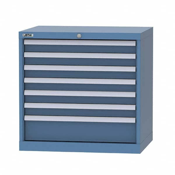 LISTA - 7 Drawer, 124 Compartment Bright Blue Steel Modular Storage Cabinet - Eagle Tool & Supply