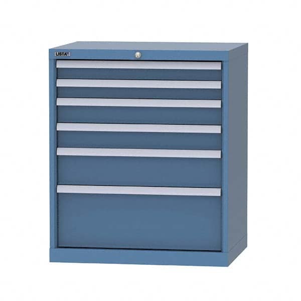 LISTA - 6 Drawer, 124 Compartment Bright Blue Steel Modular Storage Cabinet - Eagle Tool & Supply