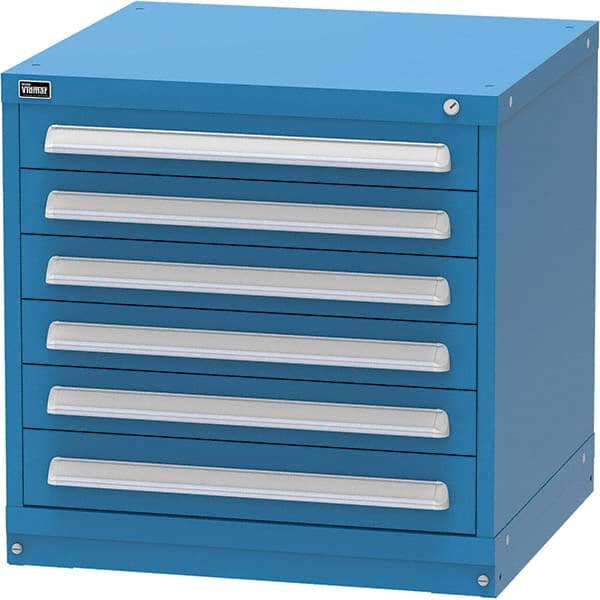 Vidmar - 6 Drawer Bright Blue Steel Modular Storage Cabinet - Eagle Tool & Supply
