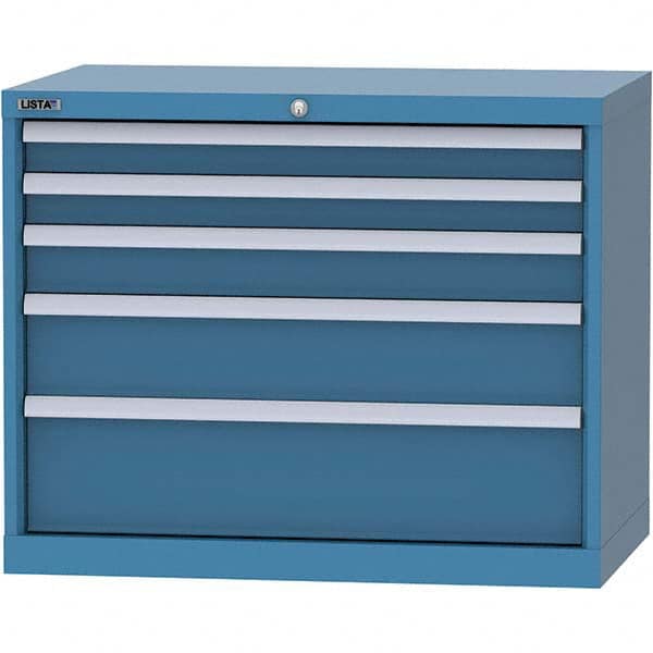 LISTA - 5 Drawer, 84 Compartment Bright Blue Steel Modular Storage Cabinet - Eagle Tool & Supply