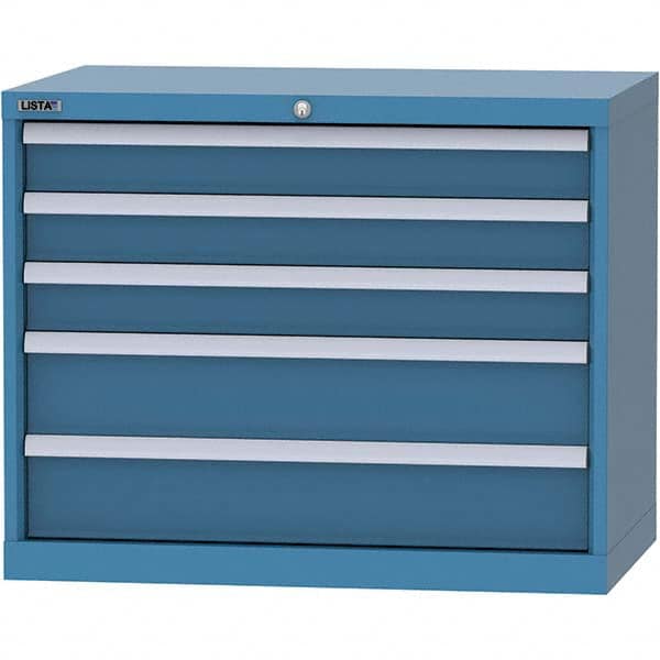 LISTA - 5 Drawer, 84 Compartment Bright Blue Steel Modular Storage Cabinet - Eagle Tool & Supply