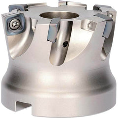 Indexable High-Feed Face Mills; Cutting Diameter (mm): 53.19; Cutting Diameter (Inch): 2.094; Maximum Cutting Diameter: 3 in; Maximum Depth of Cut (mm): 2.00; Maximum Depth of Cut (Decimal Inch): 0.0787; Arbor Hole Diameter (mm): 31.75; Arbor Hole Diamete