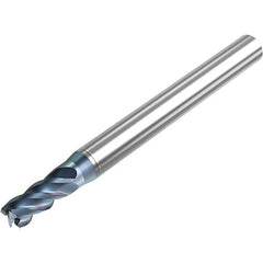 Corner Radius End Mill: 5/32″ Dia, 5/16″ LOC, 0.01″ Radius, 4 Flutes, Solid Carbide 2″ OAL, 3/16″ Shank Dia, 40 ° Helix, HTA Coated, Corner Radius End, Series STR440.2