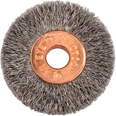 1-1/4″ Small Diameter Crimped Wire Wheel, .006″ Stainless Steel Fill, 1/4″ Arbor Hole - Eagle Tool & Supply