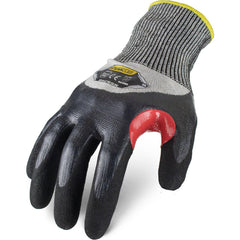 Puncture-Resistant Gloves:  Size  X-Large,  ANSI Cut  A5,  ANSI Puncture  4,  Nitrile,  HPPE Steel Blended Knit Black & Gray,  Palm, Fingers & Knuckles Coated,  Unlined Lined,  HPPE Fiber/Stainless Steel Back,  Sandy Grip,  ANSI Abrasion  Not Tested