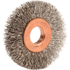 1-1/2″ Small Diameter Crimped Wire Wheel, .008″ Stainless Steel Fill, 3/8″ Arbor Hole - Eagle Tool & Supply