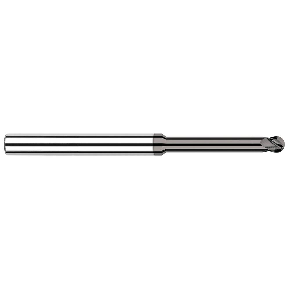 Harvey Tool - 1/32", 3/64" LOC, 1/8" Shank Diam, 4 Flute Solid Carbide Ball End Mill - Exact Industrial Supply