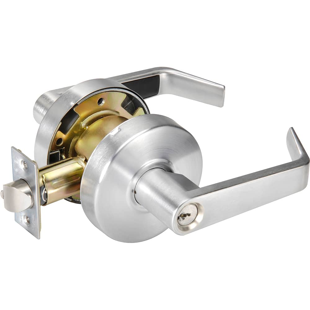 Yale - Lever Locksets; Door Thickness: 1-3/4 (Inch); Door Thickness: 1-3/4 ; Back Set: 2-3/4 (Inch); For Use With: Storeroom; Utility; Exit Doors ; Finish/Coating: Satin Chrome ; Cylinder Type: 6 Pin Para Keyway - Exact Industrial Supply