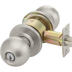 Yale - Lever Locksets; Door Thickness: 1-3/4 (Inch); Door Thickness: 1-3/4 ; Back Set: 2-3/4 (Inch); For Use With: Classroom or Utility Room Doors ; Finish/Coating: Satin Stainless Steel ; Cylinder Type: 6 Pin Schlage C Keway, Keyed - Exact Industrial Supply