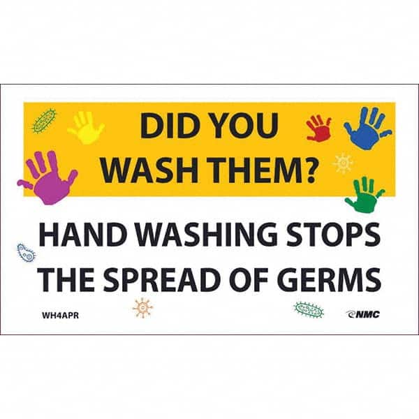 NMC - 1 5-Piece Restroom, Janitorial & Housekeeping Label - Legend: Did You Wash Them? - Hand Washing Stops the Spread of Germs - Eagle Tool & Supply