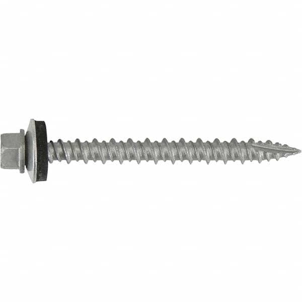 #10-16, Hex Washer Head, Hex Drive, 3″ Length Under Head, #17 Point, Self Drilling Screw Carbon Steel, Silver StalGard Finish