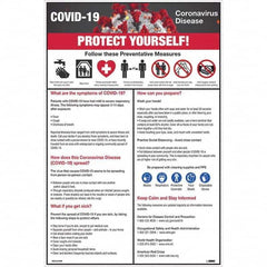 NMC - 1 5-Piece "COVID-19 - PROTECT YOURSELF!", 12" Wide x 18" High, Paper Safety Sign - Eagle Tool & Supply
