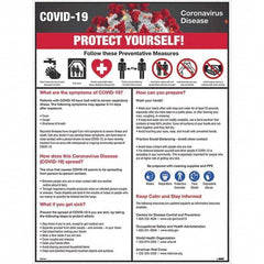 NMC - "COVID-19 - PROTECT YOURSELF!", 18" Wide x 24" High, Pressure-Sensitive Vinyl Safety Sign - Eagle Tool & Supply