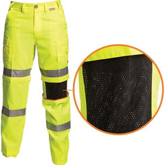 Lime & Yellow Polyester & Cotton Hi-Visibility Pants 10 Pockets, Zipper Closure, 32″ Waist, 32″ Inseam, Haz Prot Lvl ANSI 107-2015 Class E