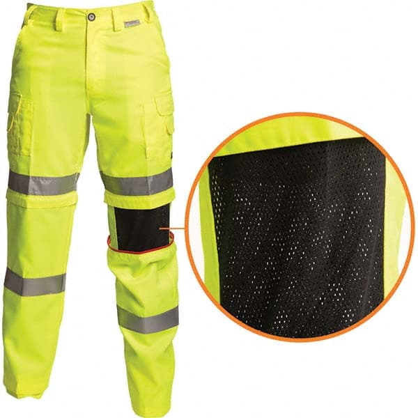 Lime & Yellow Polyester & Cotton Hi-Visibility Pants 10 Pockets, Zipper Closure, 38″ Waist, 34″ Inseam, Haz Prot Lvl ANSI 107-2015 Class E