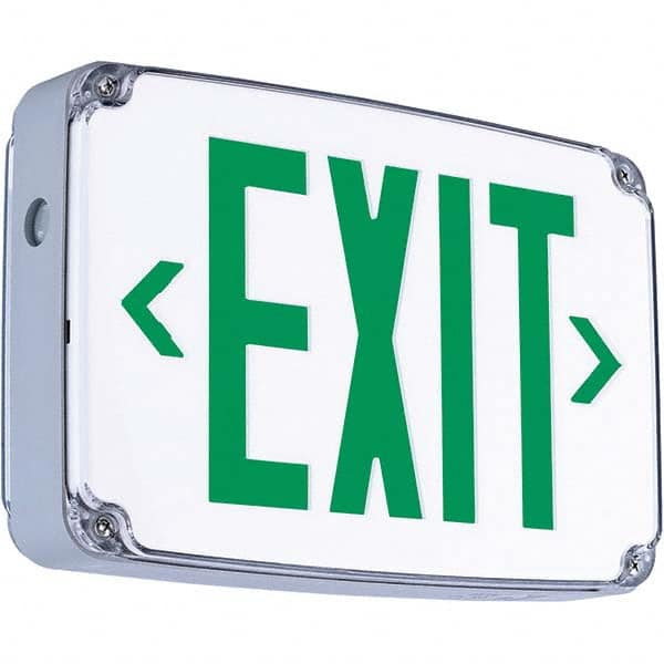 Hubbell Lighting - Illuminated Exit Signs Number of Faces: 2 Letter Color: Green - Eagle Tool & Supply
