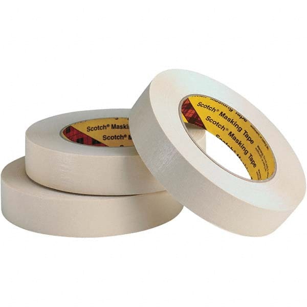 Masking Tape: 57″ Wide, 60 yd Long, 7.6 mil Thick, Tan Crepe Paper, Rubber Adhesive, 28 lb/in Tensile Strength