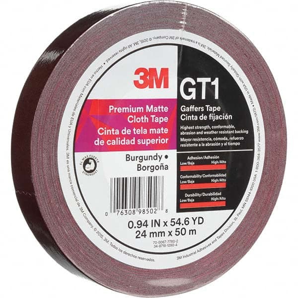 3M - 50m x 24mm x 11 mil Burgundy Cotton Cloth Gaffers Tape - Eagle Tool & Supply