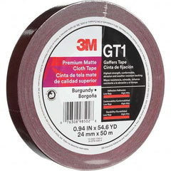 3M - 50m x 24mm x 11 mil Burgundy Cotton Cloth Gaffers Tape - Eagle Tool & Supply
