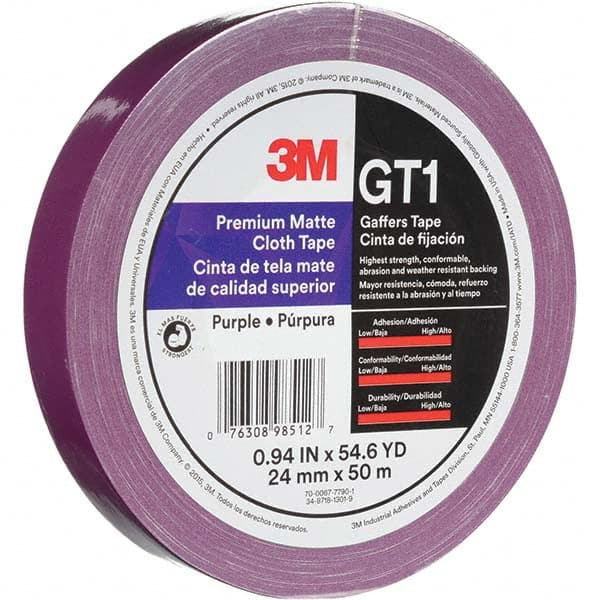 3M - 50m x 24mm x 11 mil Purple Cotton Cloth Gaffers Tape - Eagle Tool & Supply