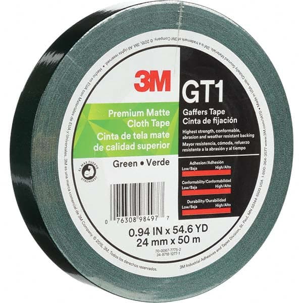 3M - 50m x 24mm x 11 mil Green Cotton Cloth Gaffers Tape - Eagle Tool & Supply