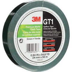 3M - 50m x 24mm x 11 mil Green Cotton Cloth Gaffers Tape - Eagle Tool & Supply