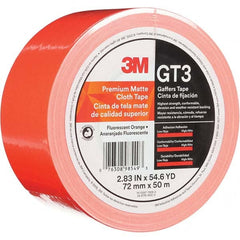 3M - 50m x 72mm x 11 mil Fluorescent Orange Cotton Cloth Gaffers Tape - Eagle Tool & Supply