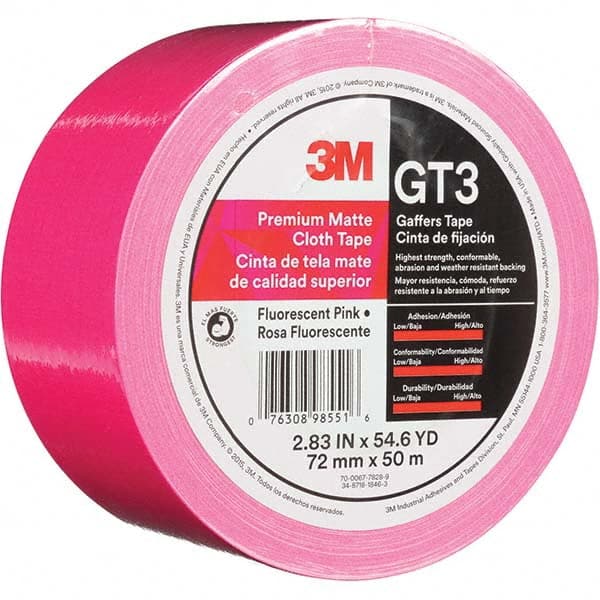 3M - 50m x 72mm x 11 mil Fluorescent Pink Cotton Cloth Gaffers Tape - Eagle Tool & Supply