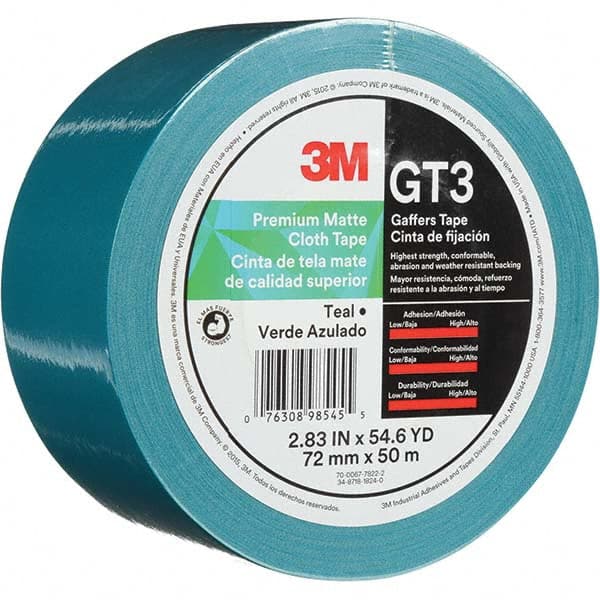 3M - 50m x 72mm x 11 mil Teal Cotton Cloth Gaffers Tape - Eagle Tool & Supply