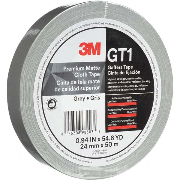 3M - 50m x 24mm x 11 mil Gray Cotton Cloth Gaffers Tape - Eagle Tool & Supply