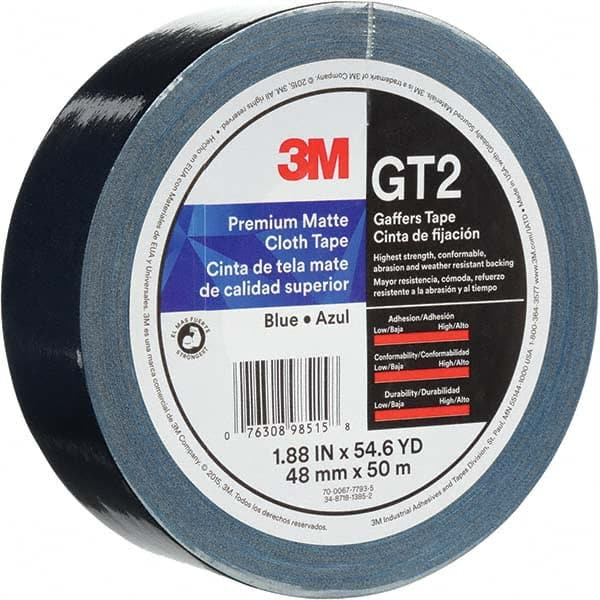 3M - 50m x 48mm x 11 mil Blue Cotton Cloth Gaffers Tape - Eagle Tool & Supply