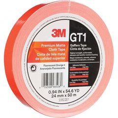 3M - 50m x 24mm x 11 mil Fluorescent Orange Cotton Cloth Gaffers Tape - Eagle Tool & Supply