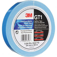 3M - 50m x 24mm x 11 mil Fluorescent Blue Cotton Cloth Gaffers Tape - Eagle Tool & Supply
