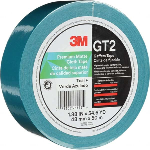 3M - 50m x 48mm x 11 mil Teal Cotton Cloth Gaffers Tape - Eagle Tool & Supply