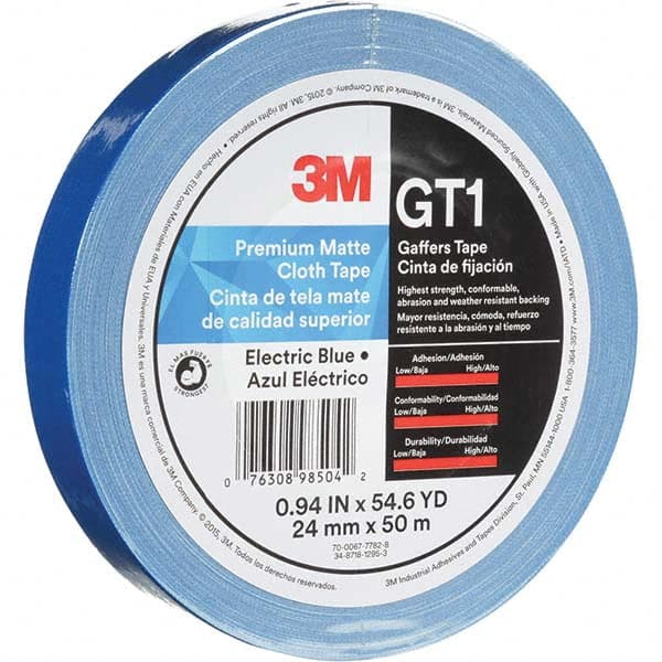 3M - 50m x 24mm x 11 mil Blue Cotton Cloth Gaffers Tape - Eagle Tool & Supply