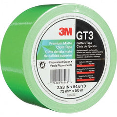 3M - 50m x 72mm x 11 mil Fluorescent Green Cotton Cloth Gaffers Tape - Eagle Tool & Supply