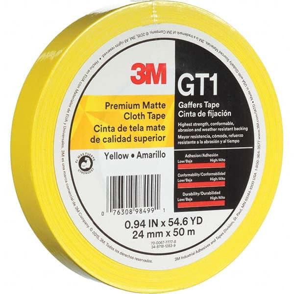 3M - 50m x 24mm x 11 mil Yellow Cotton Cloth Gaffers Tape - Eagle Tool & Supply