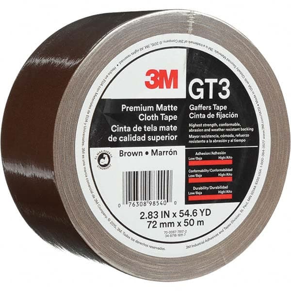 3M - 50m x 72mm x 11 mil Brown Cotton Cloth Gaffers Tape - Eagle Tool & Supply